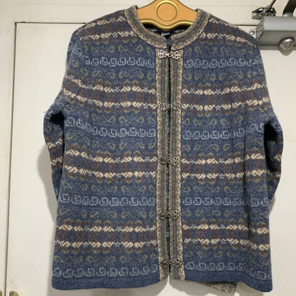 VINTAGE CARROLL REED WOOL PATTERN SWEATER JACKETS SIZE L - Picture 6 of 12